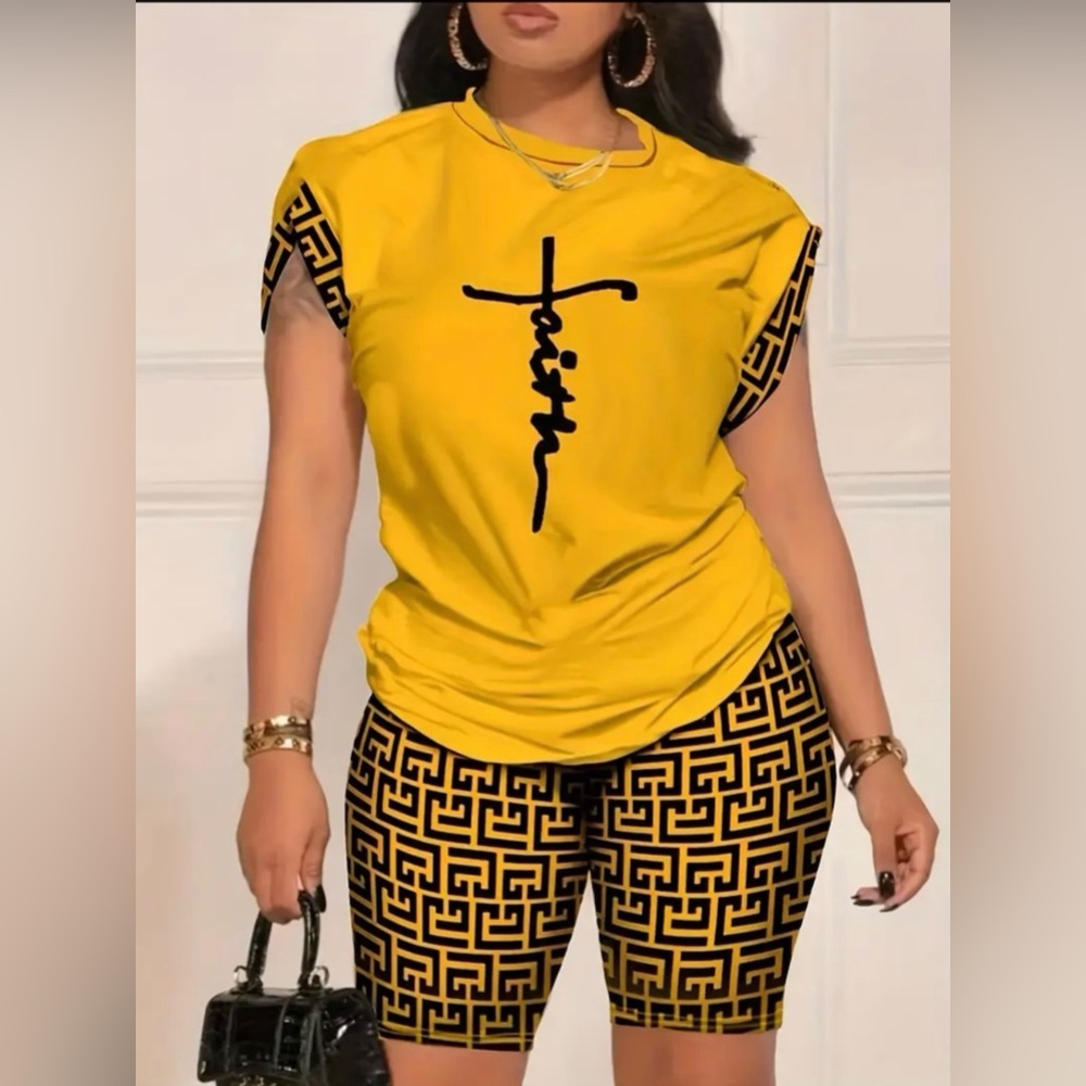 Two piece Letter Print shirt Set